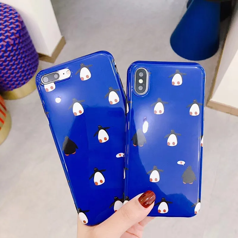 Lovely Cartoon Penguin Phone Case For iphone X 6 6S 7 8 Plus Funny Animal Back Cover Luxury Soft IMD Cases Capas |
