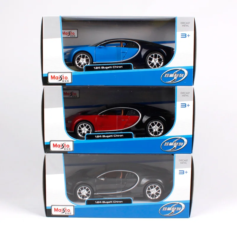 Модель гоночного автомобиля Maisto 1:24 Bugatti Chiron синего цвета игрушечная новая в