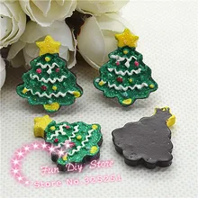 Рождественская елка со звездой плоская спина, кабошон для украшения 50 шт./партия 21*25 мм