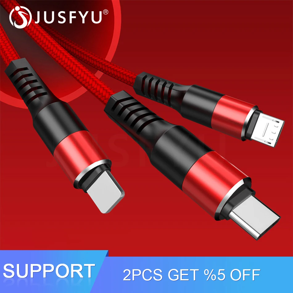 

3in1USB Cable for iPhone X 8 7 6 Cable Micro USB Type C Cable USB C for Samsung S9 S8 Fast Charging Cable 2.5A Fast Charger Cord