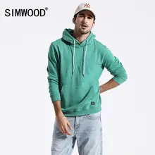 Мужское худи с вышивкой SIMWOOD, повседневный приталенный свитшот с капюшоном и карманом «кенгуру», новая модель 180221 большого размера на осень