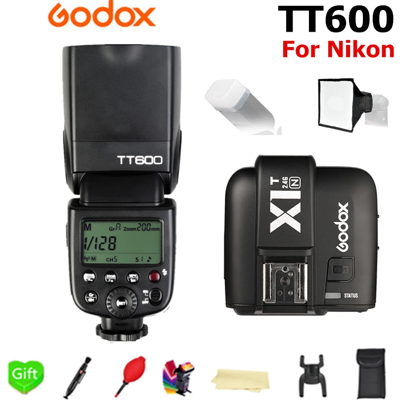 

Godox TT600 GN60 2.4G Wireless X-System TTL Flash Speedlite + X1T-N Trigger for Nikon D3200 D3300 D5300 D7200 D750 D90 Camera