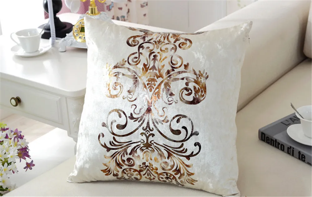 Европейский роскошный бархатный чехол для подушки в цветочек бронзовая наволочка белый черный серый наволочка 45*45 см домашний декор для дивана