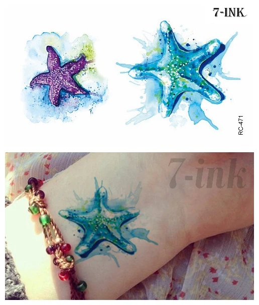 045 Tatouage Temporaire Imperméable Couleur étoile De Mer Tatouage Sur Le Corps Atr Transfert Deau Faux Flash Tatouage 1056 Cm Pour Femme