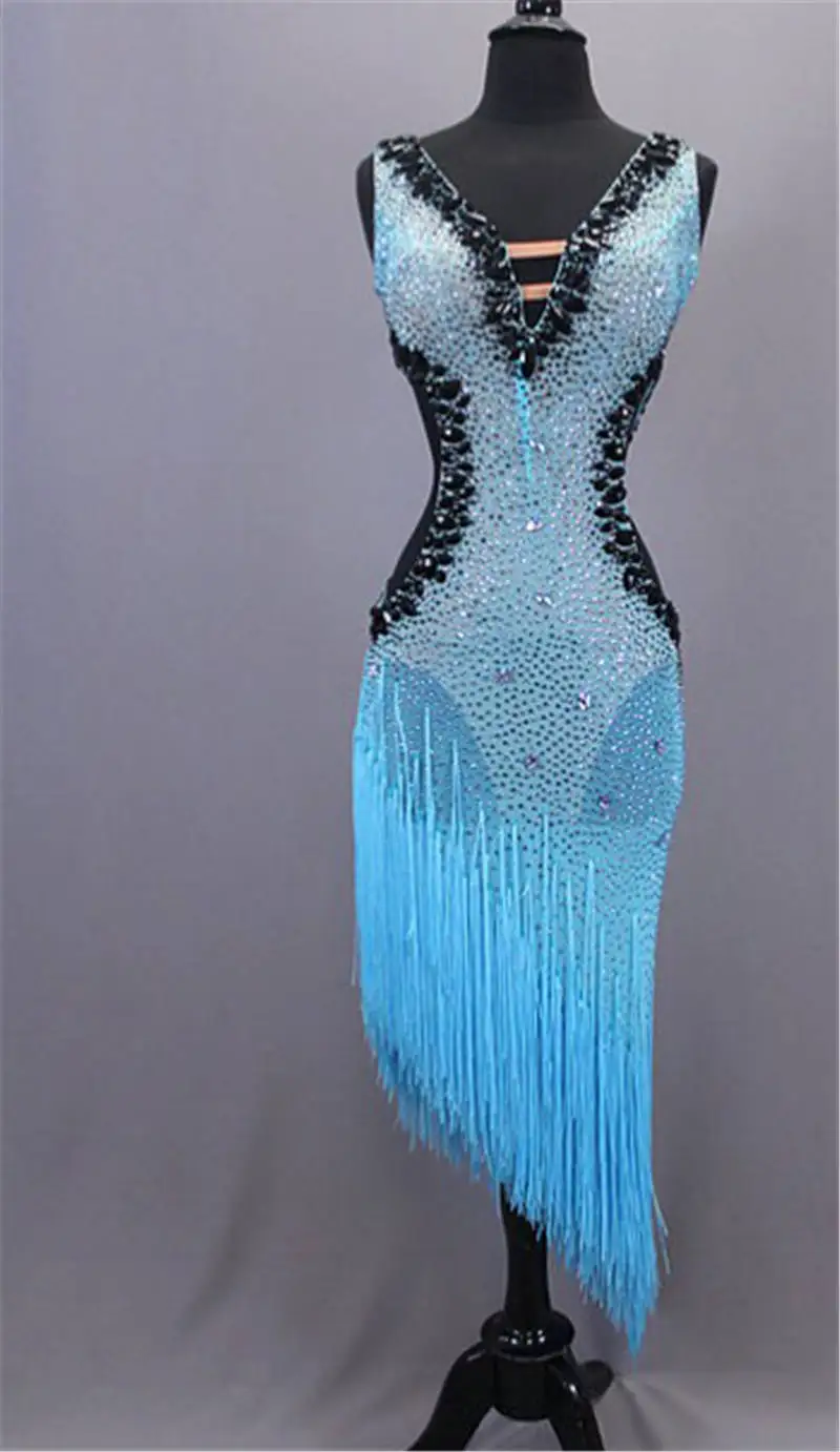

GOODANPAR Flapper Latin Dance Dresses Sleeveless Girls Women Sexy Fringe Competition Clothes Salsa Samba Rumba Costume