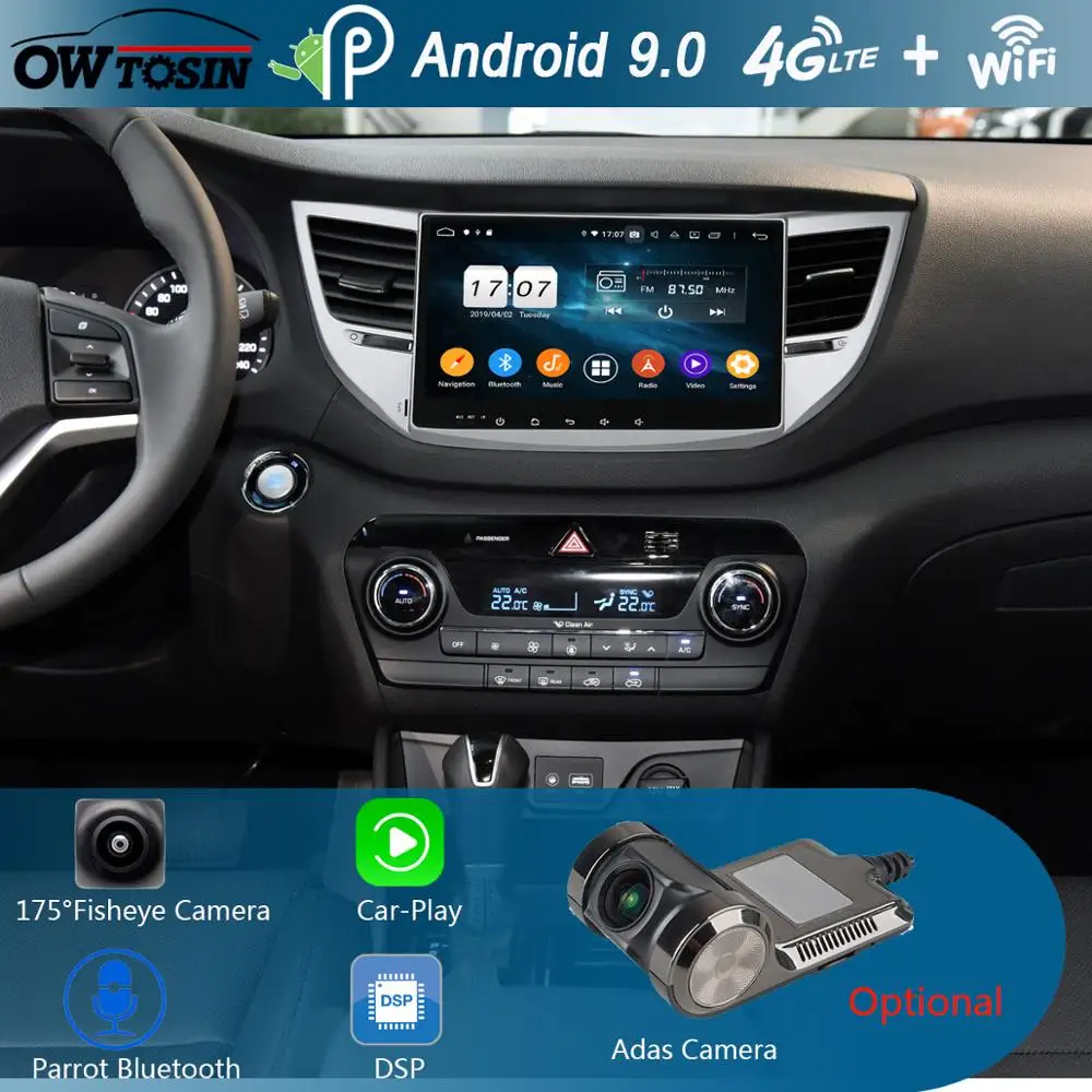 Clearance 10.1"IPS Octa Core 4G RAM+64G ROM Android 9.0 Car DVD Radio GPS Navi For Hyundai IX35 TUCSON 2014 2015 DSP CarPlay Parrot BT 1