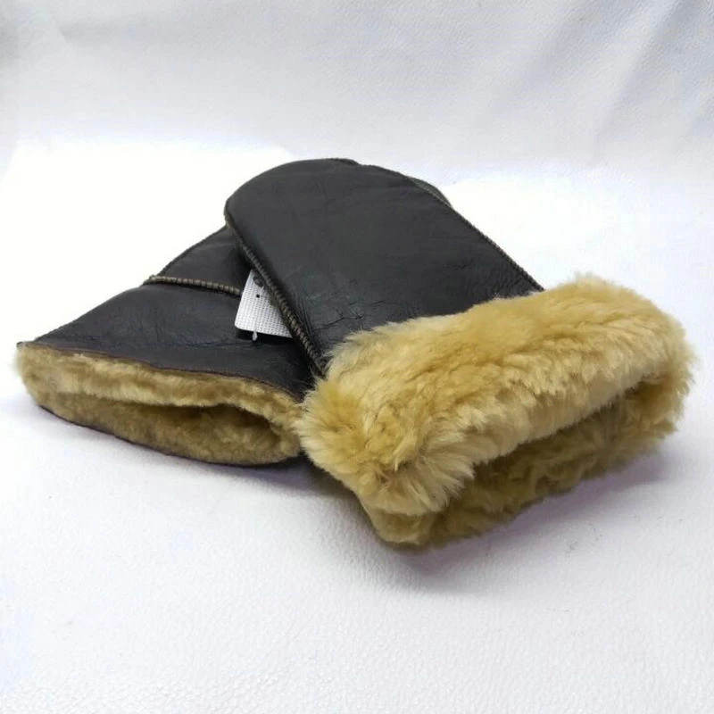 Winter men's sheepskin leather gloves winter warm motorcycle waterproof billiards gloves