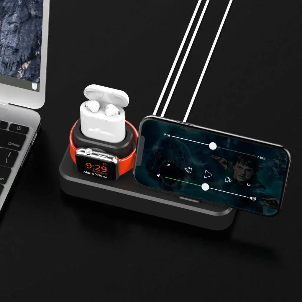 3 в 1 зарядный держатель для iPhone 8 plus 7 для Airpods силиконовая зарядная подставка Док-станция для Apple watch
