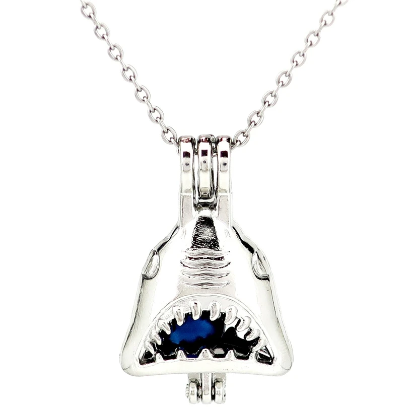 K1016 Silver Alloy Ocean Jaws Animal Beads Pearl Cage Pendant Chain Aroma Essential Oil Diffuser Locket Necklace | Украшения и