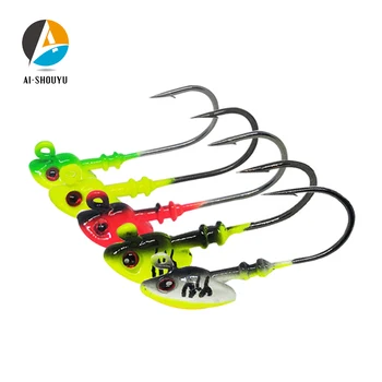 AI-SHOUYU New Slow Jig Head Fishing Hook 7g 10g 14g 21g Exposed Lead Jig Head Barbed Hook Lure Jigging Hook Fishing Tackle aoclu bared no painting jig head lead sinker weights shots with lock pin 10pcs lot from 2g to 21g for soft lure jigging