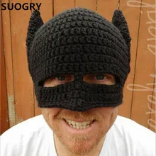 Новинка, зимняя шапка ручной работы, вязаная крючком, крутая маска Бэтмена, вязаные шапки, шлем с ушками, мужские и женские зимние шапки, вечерние шапки, подарки