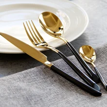 KTL 20 Pcs/lot Half Gold Dinnerware Set 304 Stainless Steel Cutlery Dinner Knives Forks Scoops Teaspoons Cutlery Set For Gift