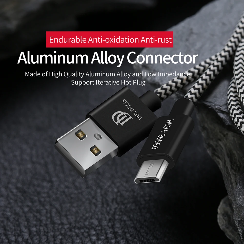 DUX DUCIS المصغّر usb كابل 2A سريع كابل شحن ل Xiaomi سامسونج الروبوت سلك Microusb شاحن بيانات الحبل الهاتف المحمول كابل 1 m 2 m