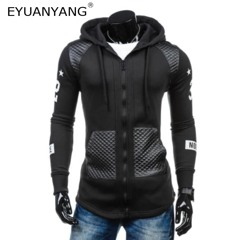

EYUANYANG Hoodies Men 2018 Brand Male Hoodie Decorative Pocket Sweatshirt Man Cardigan Moletom Masculino Men's Hoodie 3XL