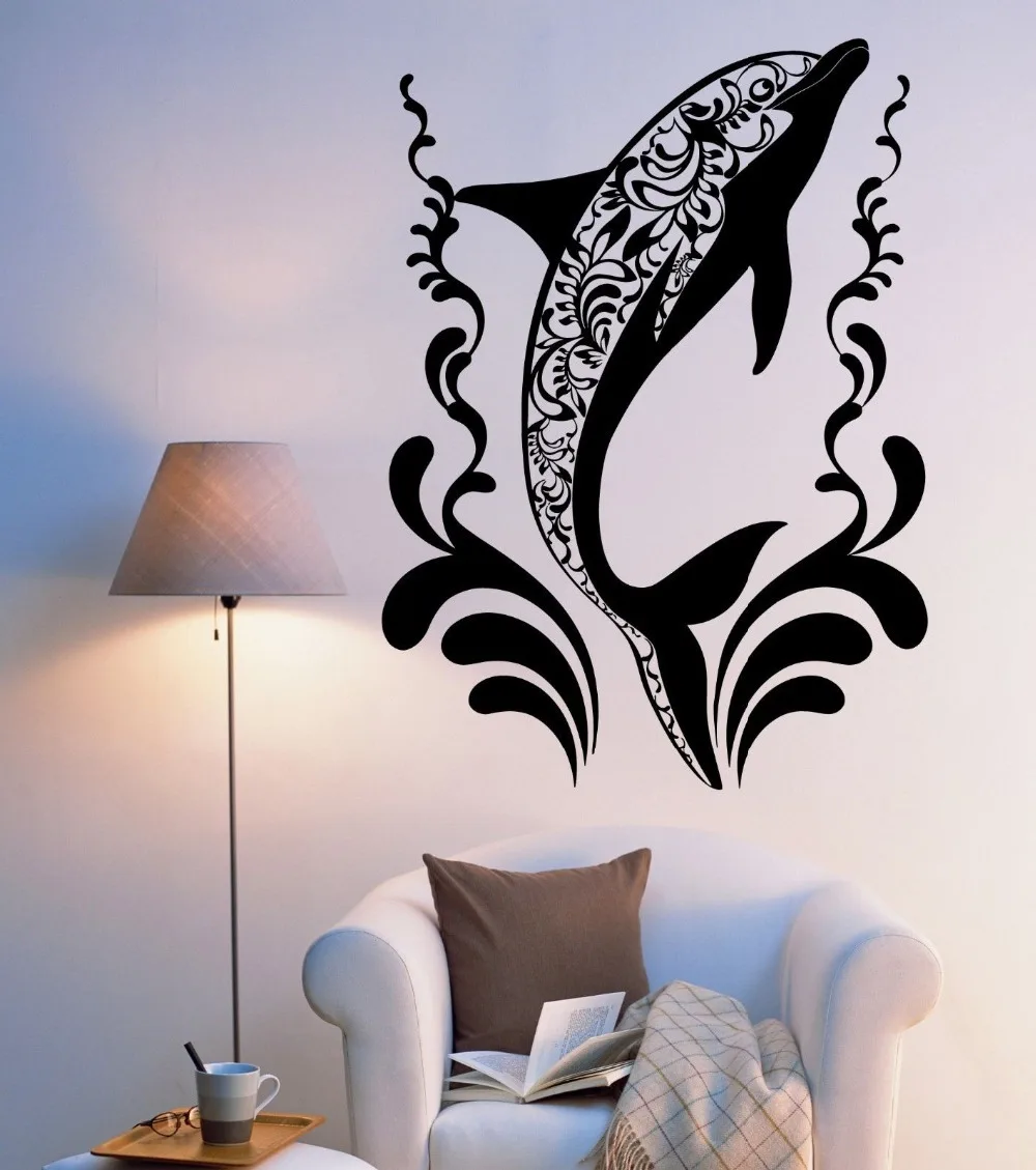 Wall Vinyl Dolphin Ocean Sea Ornament Mural Vinyl Decalin Wall