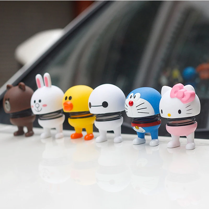 Cute Shake Head Doll Car Ornaments Rabbit Brown Bear Yellow Duck Shaking Toys Auto Cartoon Decoration Auto interior Accessory