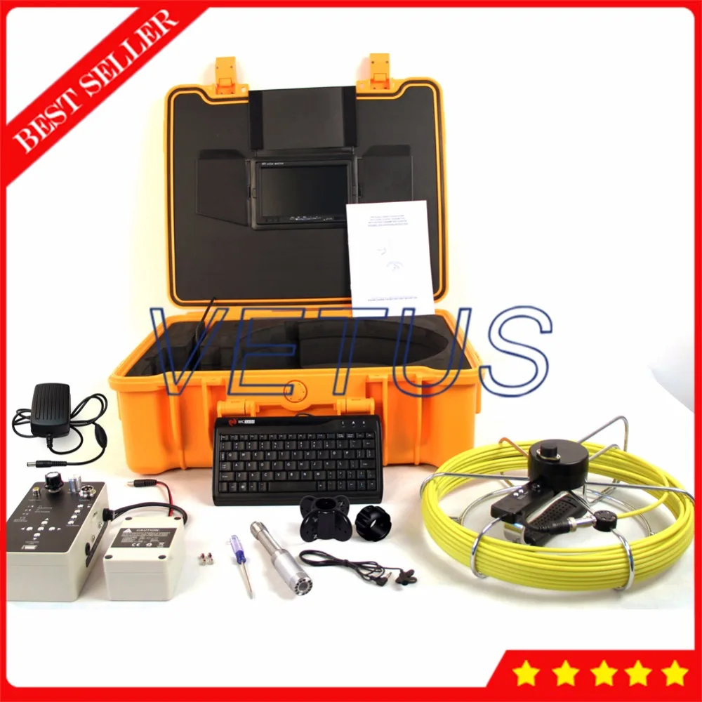 

Pipeline CCTV Inspection Camera Industrial Endoscope Boroscope with 512Hz Transmitter locator Meter Counter Keyboard 8GB SD Card
