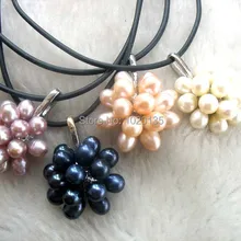 4 шт. цветок с пресноводным жемчугом, белый, розовый, лиловый, розовый черный ожерелье 18 дюймов Натуральные fppj бусины