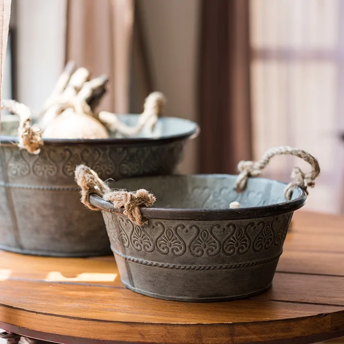 

Vintage Iron Storage Basket Flower Pot Vase
