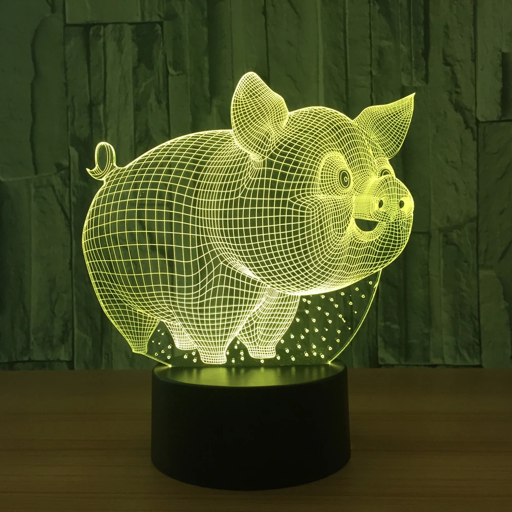

USB Baby Sleep Night Lights Fashion Bedroom Bedside Decor Cutely 3D Little Pig Modelling Table Lamp LED Lighting Xmas Kids Gifts