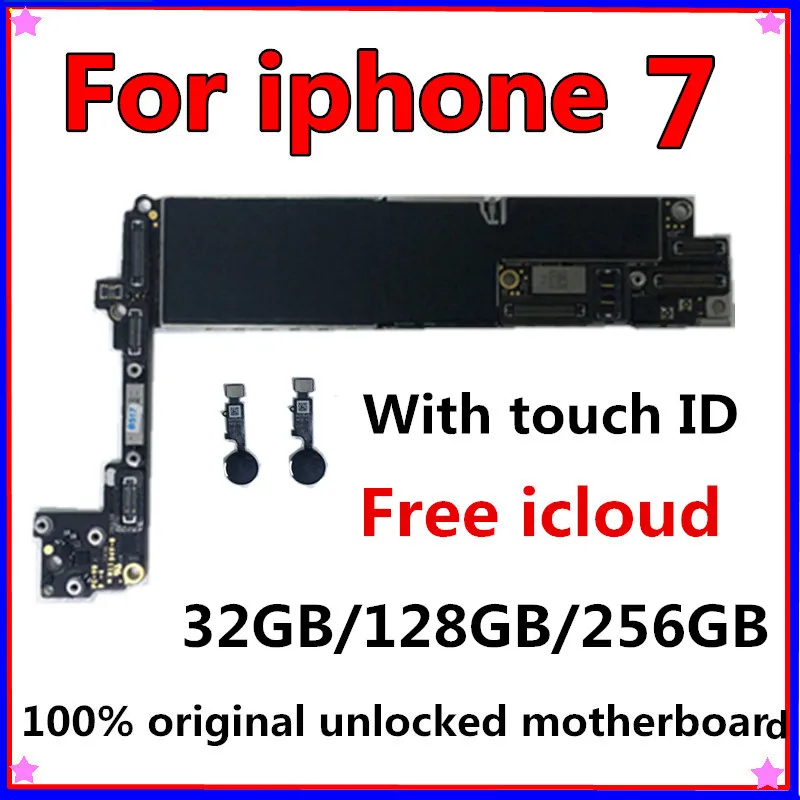 

Original unlocked for iphone 7 Motherboard with Touch ID/without Touch ID,Free iCloud for iphone 7 Mainboard 32GB 128GB 256GB