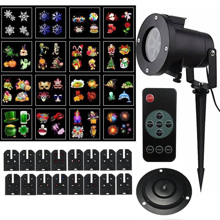 

Thrisdar 16 Pattern Outdoor Garden Projector Lamp IP65 Snowfakes LED Stage Light Wedding Christmas Laser Projector Lawn Lamps