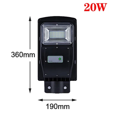20/40/60W Светодиодный уличный фонарь на солнечной батарее SMD 2835 IP65 Водонепроницаемый уличный светильник на солнечной энергии с радар движения Сенсор солнечный светильник для дома на улице - Испускаемый цвет: 20W