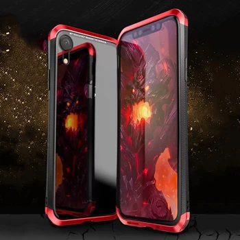 

LUPHIE For iPhone XR Case Cover Luxury Slim Hard Metal Aluminum Alloy Transparent Glass Protective Back Cover for iPhone XR Case