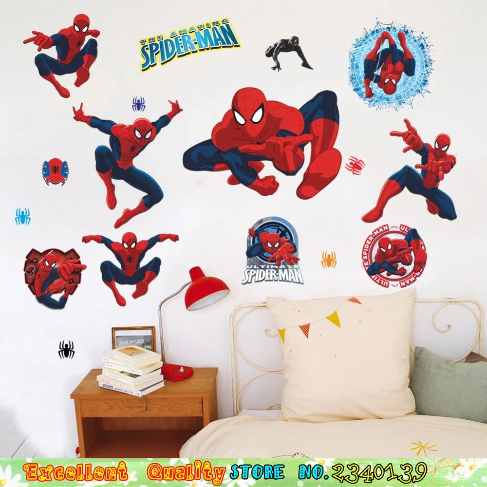 Boys Kids Room Sipderman Wall Stickers Christmas Gifts