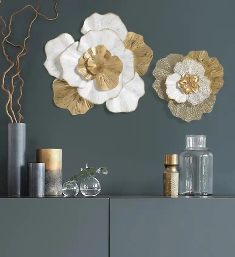 Moderno Hierro Forjado Flor De Lujo Adorno Colgante En La Pared