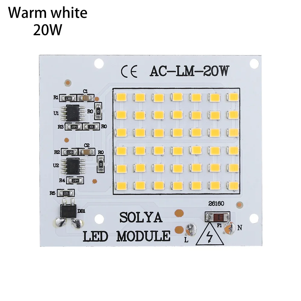 1 шт. умная ИС(интеграционная схема) 220V Вход светодиодный лампы SMD2835 чип бусины 10 Вт 20 Вт 30 Вт 50 Вт 100 вт DIY для приготовления пищи на воздухе прожектор холодный белый/теплый белый/белый - Испускаемый цвет: 20W warm white