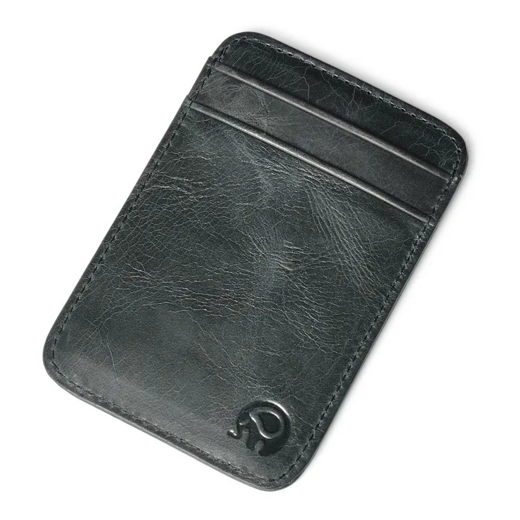 Черный кредитный держатель для карт, Мужской винтажный кожаный мини-кошелек, ID Чехол, кошелек, сумка, сумка, автобусный банк, держатель для карт, Busos Para Hombre# HYL