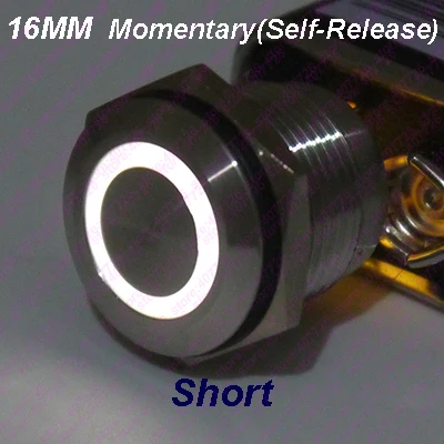 50 шт. 16 мм короткие Средства ухода за кожей металла Переключатель кольцо Тип с LED 12 В/24 В Мощность кнопка мгновенный автоматический сброс выпустила кнопку индикации
