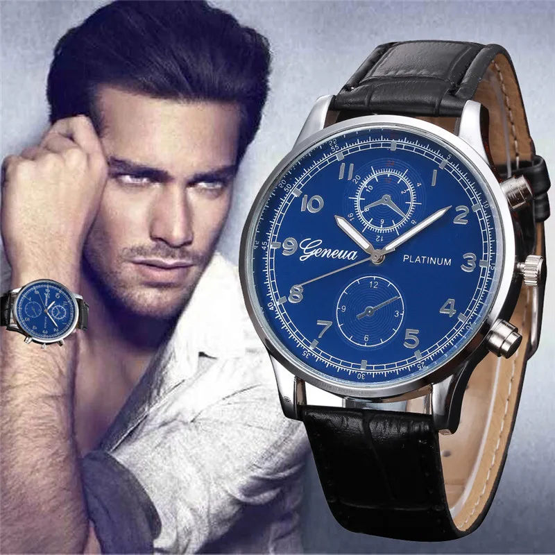

Black&Brown Top Brand Luxury New Mens Retro Design Leather Band Analog Saat Alloy Quartz Wrist Watches Montre Homme 2016