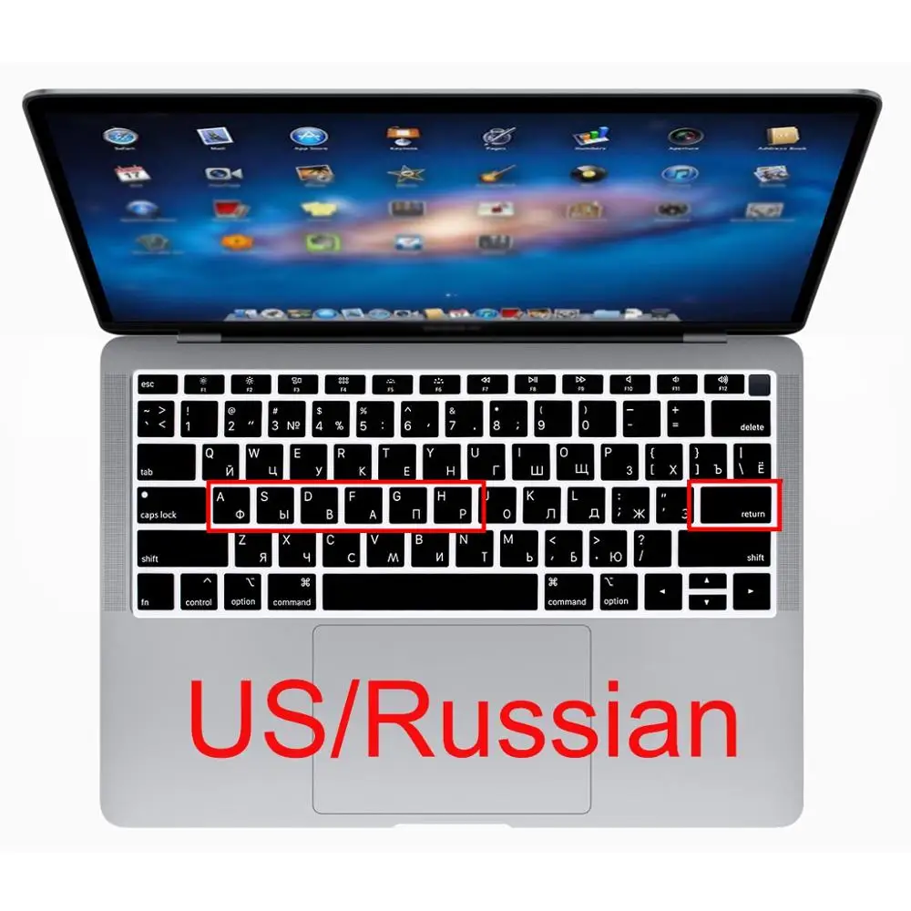 Redlai силиконовый водонепроницаемый чехол для клавиатуры для Macbook Air 13 A1932 Touch ID США введите Испанский Французский Тайский тайваньский алфавит - Цвет: Russian