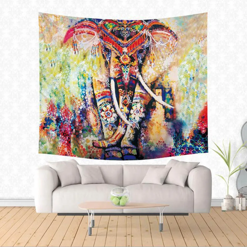 Kopen WOOHOO 2018 Verbazingwekkende olifant Stof Muur Opknoping Wandtapijten Decor Polyester Gordijnen Plus Lange Tafel Cover Factory supply