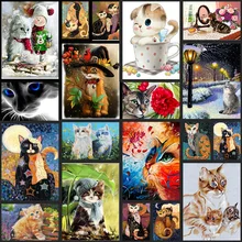 5D DIY Полная Алмазная картина с рисунками животных из мультфильмов, кошек, мозаичная вышивка с животными, вышивка крестиком, рукоделие, украшение
