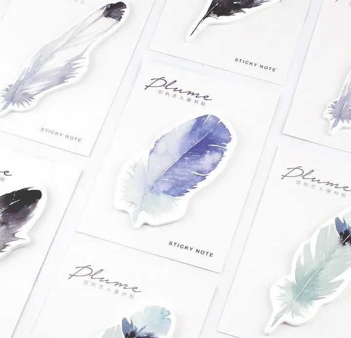 

The Plume Series Feather Self-Adhesive Memo Pad Sticky Notes Bookmark School Office Supply
