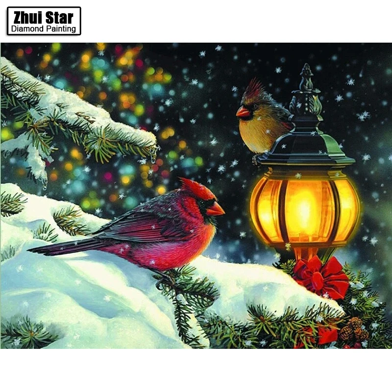 

5D DIY Diamond Painting "Bird On Christmas Tree" Icon Full Diamond Embroidery Cross Stitch Rhinestone Mosaic Painting Gift