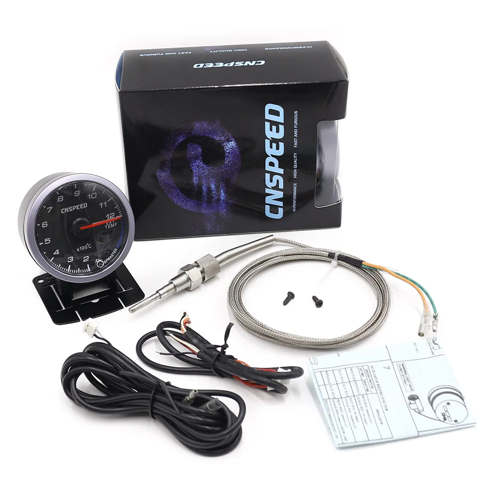 CNSPEED 60MM Car Exhaust Gas Temperature Gauge 200 1200C EGT Gauge With