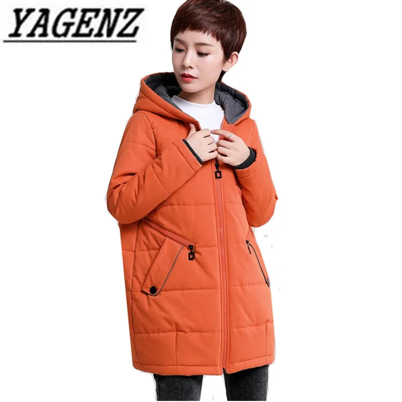 

Oversized 2018 Fashion Women's Down cotton Hooded Jacket Coats Slim Warm Medium-long Outerwear Loose Winter Female Jacket 5XL