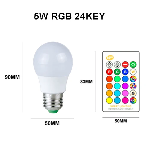 Светодиодный светильник E27 RGB светодиодный светильник E27 15 Вт 10 Вт 5 Вт RGBW с регулируемой яркостью светодиодный умный светильник для украшения дома праздника с пультом дистанционного управления - Испускаемый цвет: E27 RGB 5W A50