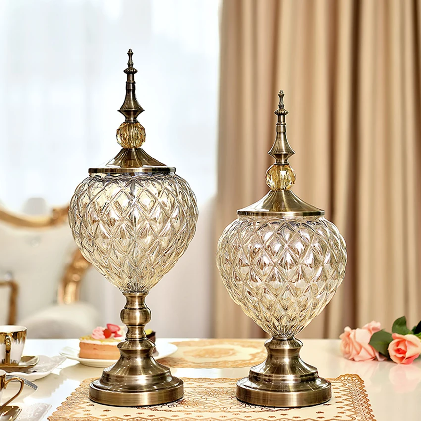 European Modern Luxury Crystal Glass Vase American Creative Vase
