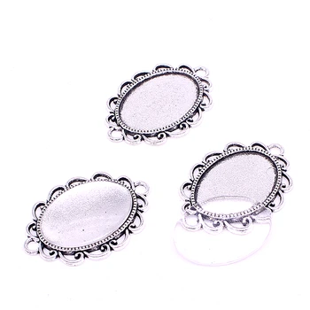 

Sweet Bell 10set/sets Antique Alloy Filigree Fit 18*25mm dia Oval Cabochon Pendant Settings+clear glass cabochons
