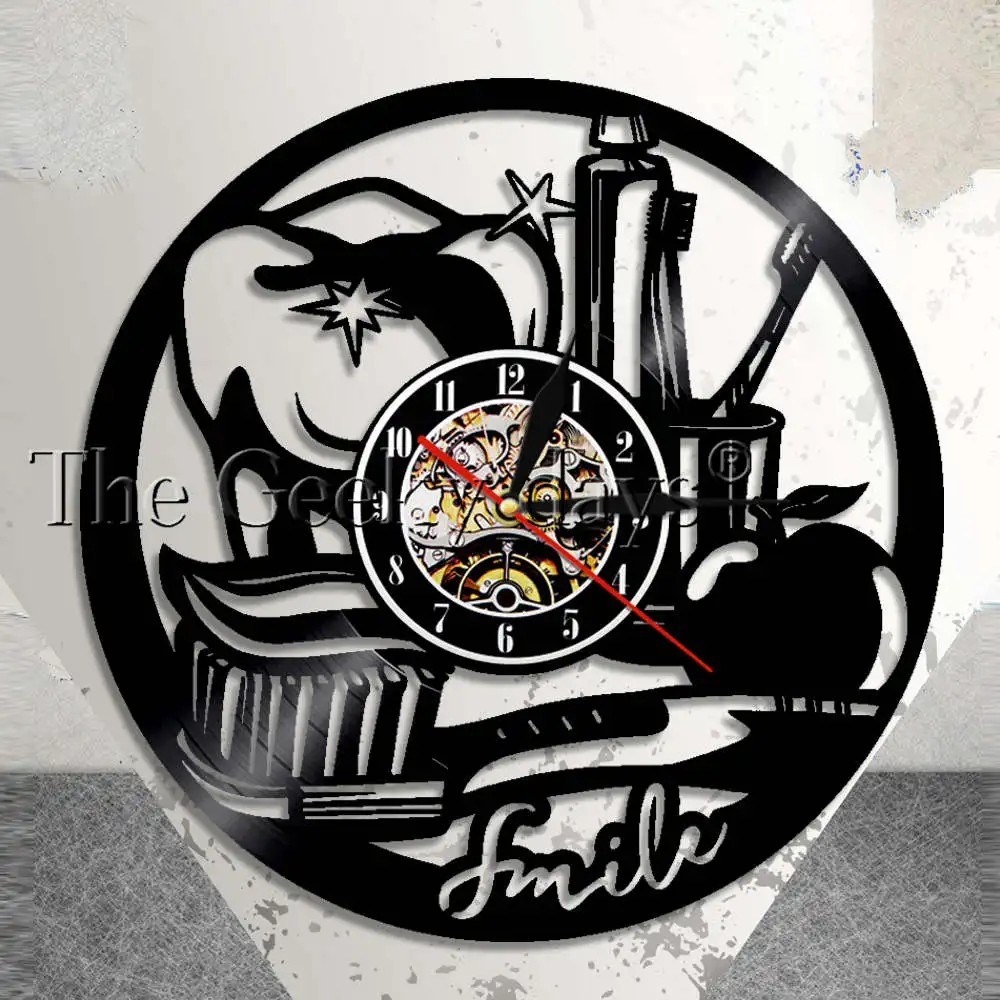 Teeth Vinyl Record Clock Dentist Gift Office Decor Wall Art Modern Wall