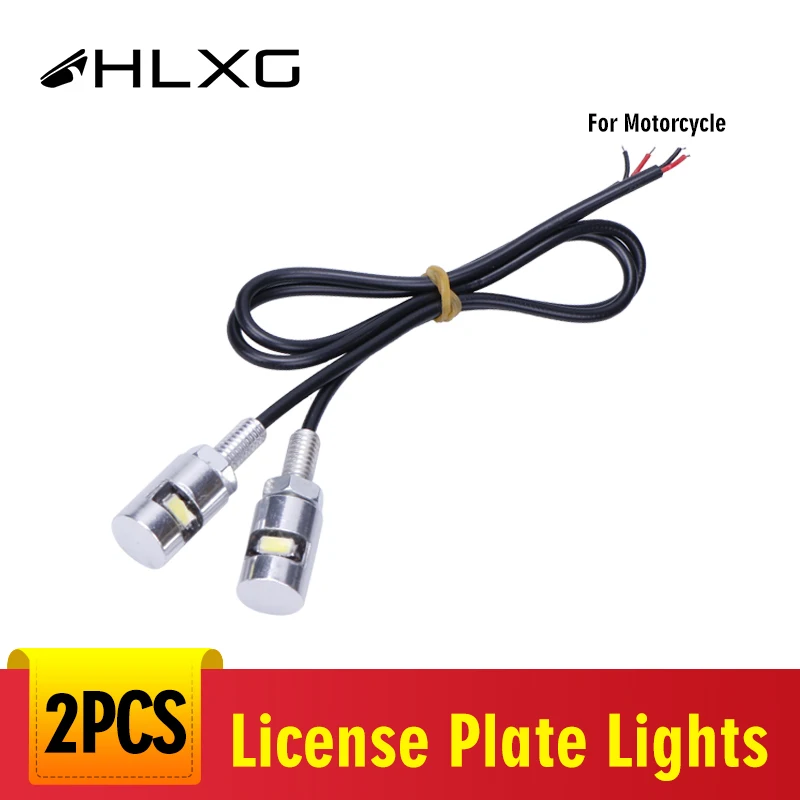 

hlxg Universal 2 Wire Number Plate Light Tail Light 12V Car License Plate Light Motorcycle LED License Plate Lights Bulb White