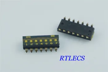

50pcs 7 Way Dip Switches SPST 7 Position 2.54mm 0.100" SMD Slide Standard Actuator Flush Recessed Gull Wing Reflow Solderable