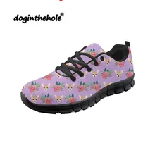 Doginthehole Чихуахуа цветочный узор женские дышащие кроссовки спортивная обувь Нескользящая женская уличная обувь на плоской подошве прогулочная обувь