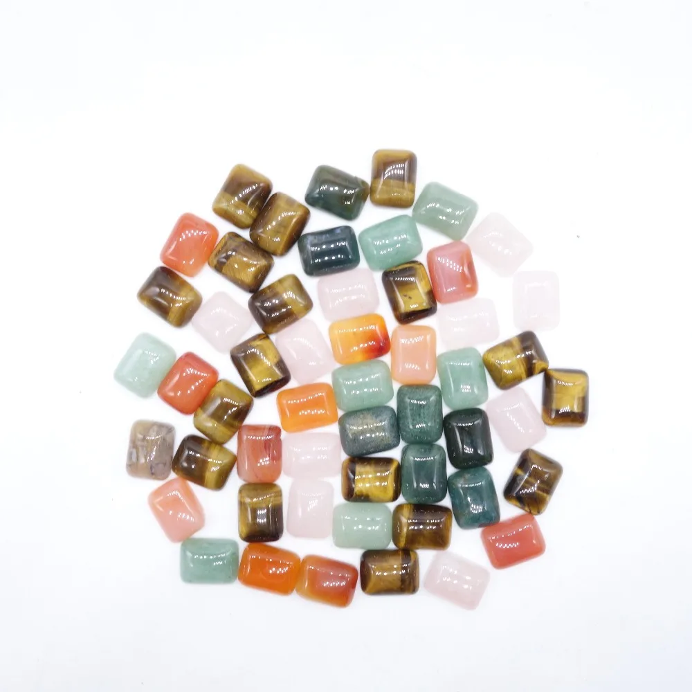 

No hole natural gem stone Square CAB cabochon crystal/opal/powder crystal/Tiger eye stone beads 10*14mm Wholesale 50pcs