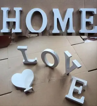 

400 pcs New Arrive Home Decor Decoration thick Wood Wooden White Letters Alphabet Wedding Birthday 8cmX1.2cm